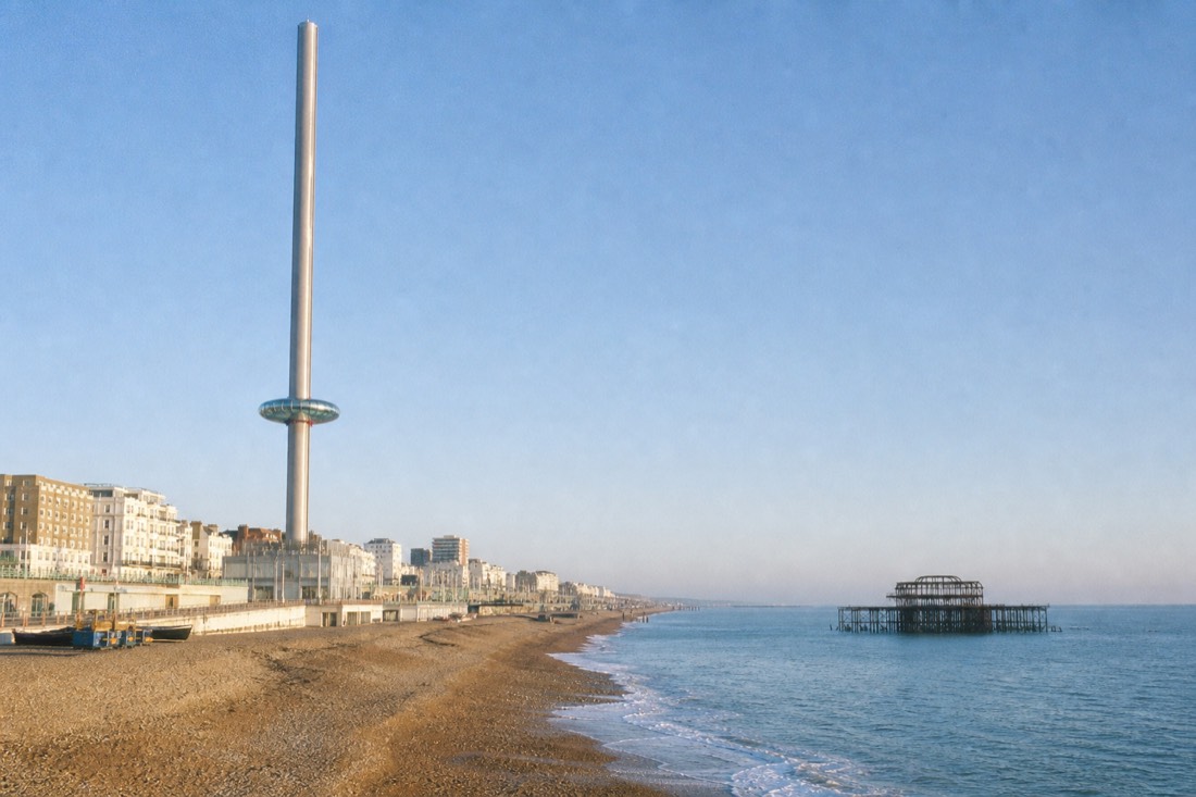 What can you see from the top of the i360? in Brighton