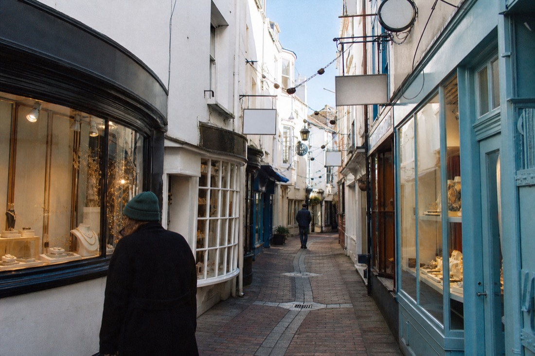 Where are The Lanes and how do you reach them on the bus? in Brighton