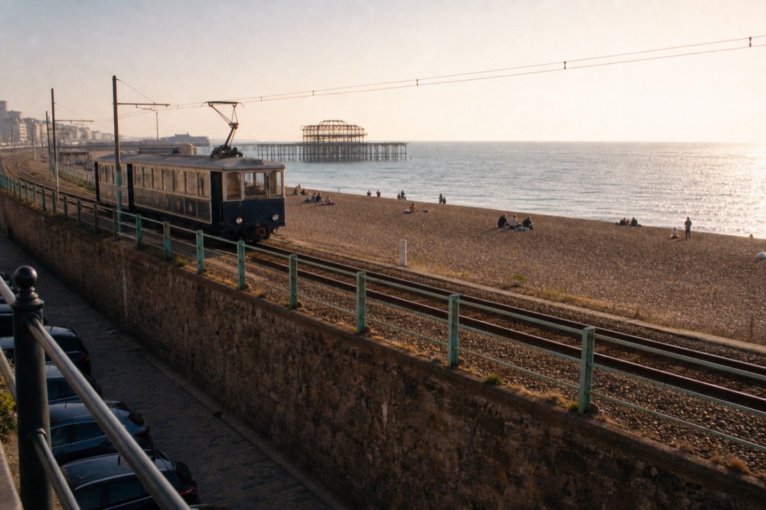 Where does Volk's Electric Railway run to and from? in Brighton